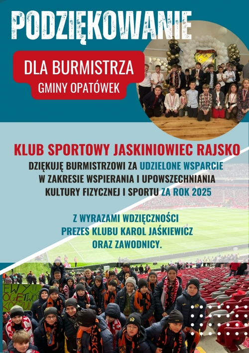 obrazek ug{y�kowania od klubów sportowych za udzielone wsparcie  wiecej